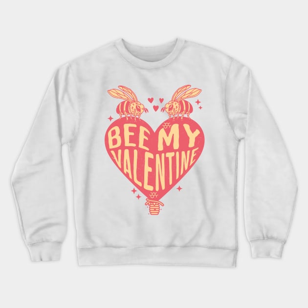 Bee My Valentine - Cute Bee Design for Valentine's Day Crewneck Sweatshirt by OrangeMonkeyArt